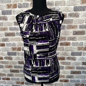 Calvin Klein Printed Top With Pleated neck Line Sleeveless